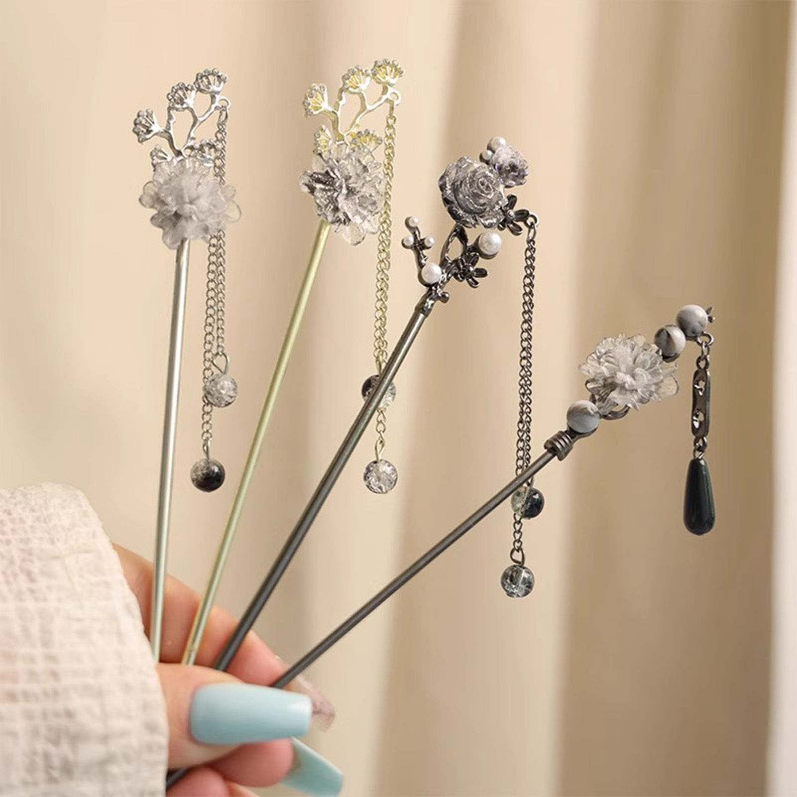 우아한 꽃 모양 헤어 스틱 포크, 합금 헤어 클립, 비 - Florist Supplies 리뷰 및 가격